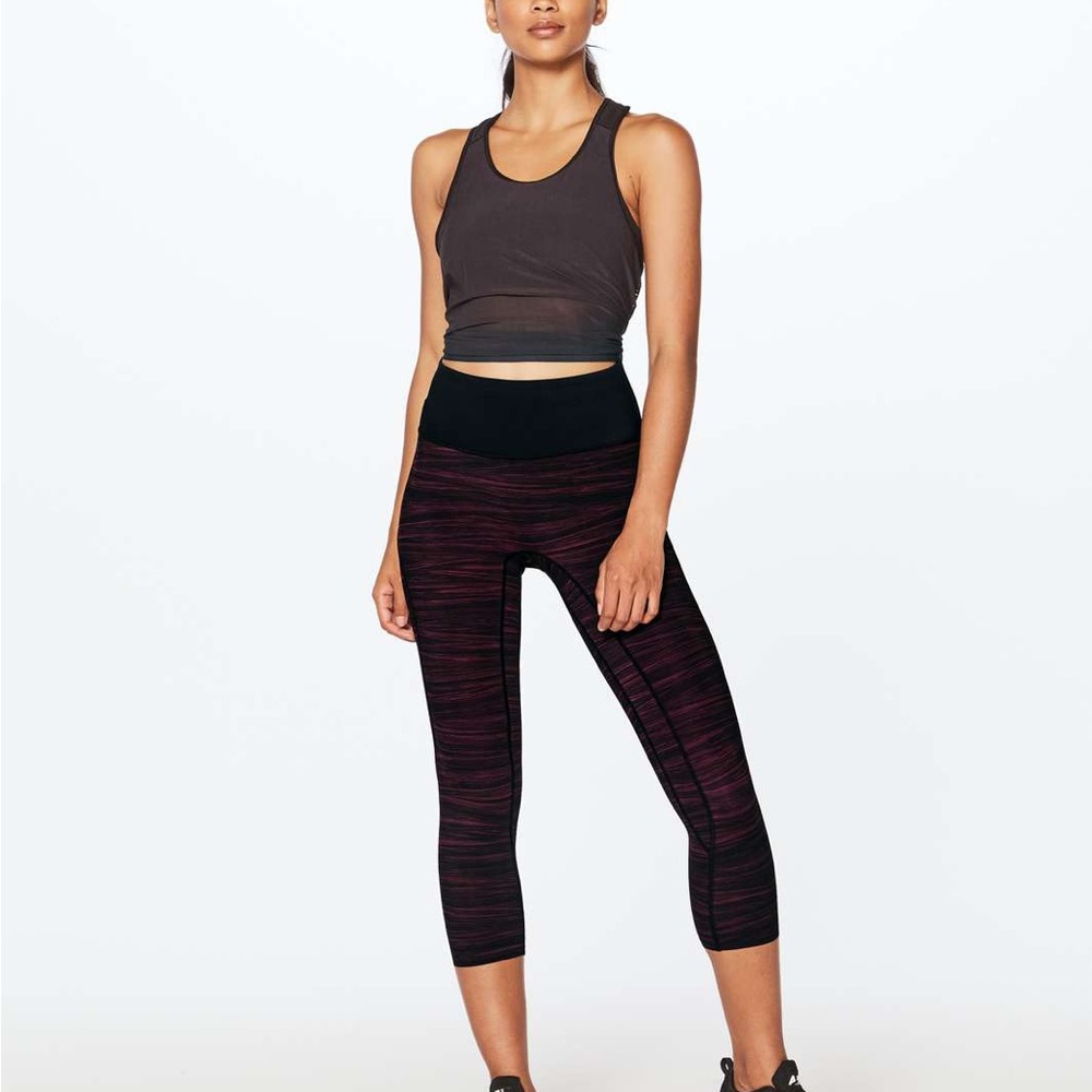 Lululemon Run The Day Crop (17") Low Tide Blush Berry Black